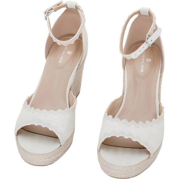 Bandolino Kendri espadrille wedge sandals ivory woven ankle strap US 7M - Picture 5 of 6